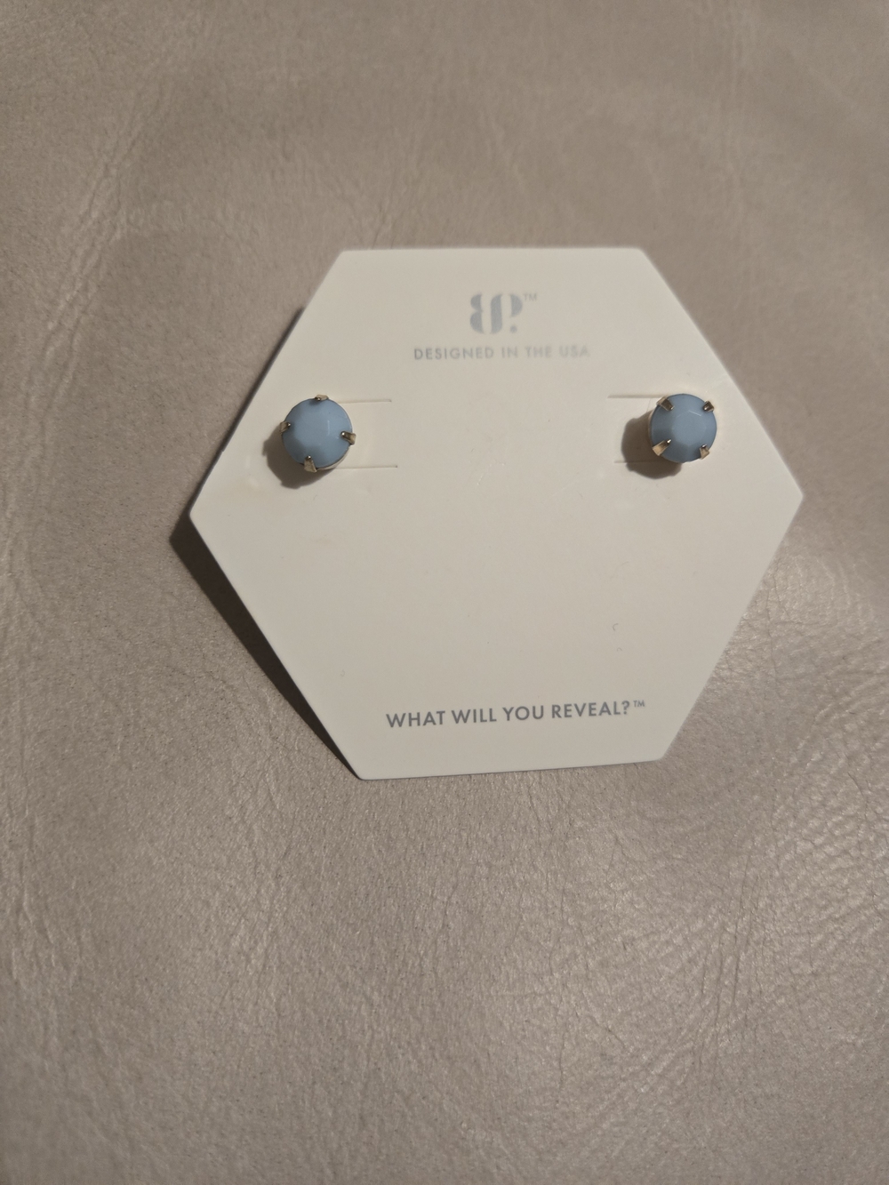 Ocean Blue Quartz Round Stud Earrings with Rhodium Gold Prong Setting